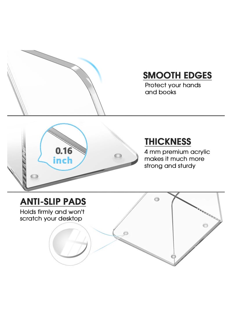 TPGP Book Ends Clear Acrylic Bookends for Shelves, Non-Skid Bookend, Heavy Duty Book End, Book Holder Stopper for Books/Movies/CDs/Video Games, 7.3 x 5.5 x 5.1 in, (4 Pairs/8 Pieces, Large): - Image 3