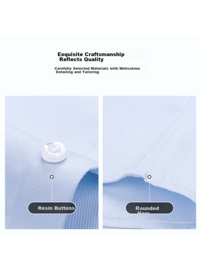 Firs Ammonia-free Wrinkle-resistant Men's Long Sleeve Business Casual Pure Cotton Shirt Blue Twill Long Sleeve Size 39 - Image 2