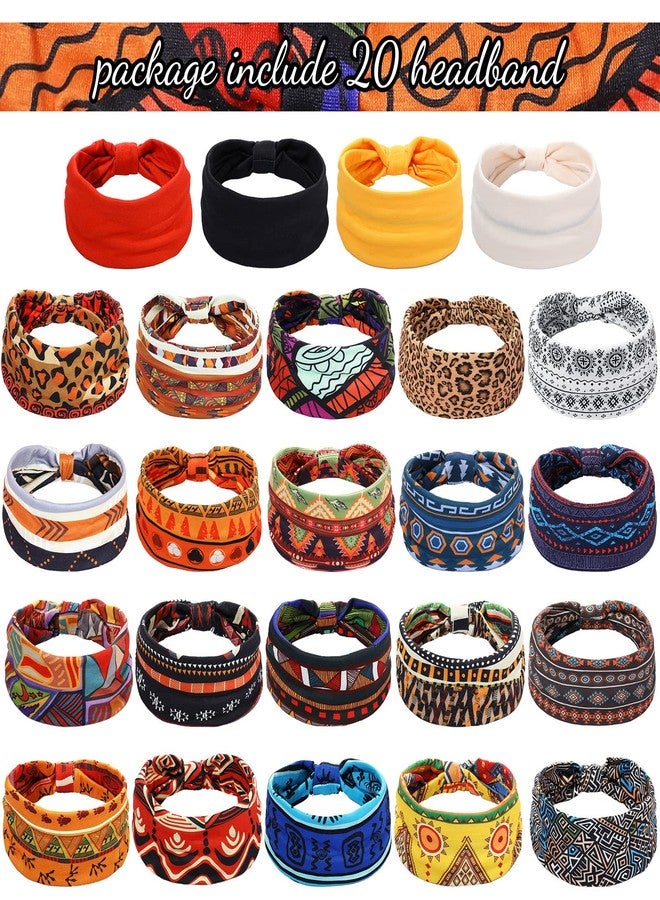 Cindeer أربطة رأس أفريقية بوهو 24 قطعة للنساء والفتيات عتيقة للتمارين الرياضية أربطة رأس عريضة مربوطة أغطية رأس عريضة يوغا مرنة مطبوعة بنمط الفهد - Image 2