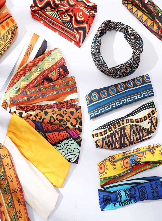 Cindeer أربطة رأس أفريقية بوهو 24 قطعة للنساء والفتيات عتيقة للتمارين الرياضية أربطة رأس عريضة مربوطة أغطية رأس عريضة يوغا مرنة مطبوعة بنمط الفهد - Image 5