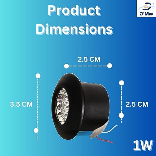 D'Mak 1 Watt Round LED Button/COB Warm White (Yellow) Focus Light Black Body for POP/Recessed Lighting (Pack of 10) - Image 3