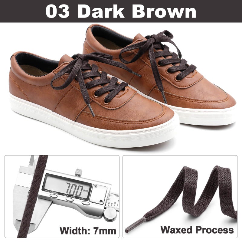 DELELE Flat Waxed Cotton Shoelaces: 47 inch Dark Brown Wax Shoe Laces for Sneakers Boot 2 Pair - Image 3