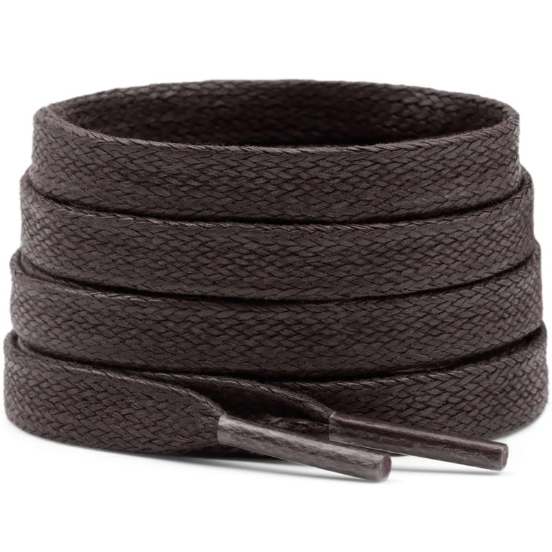DELELE Flat Waxed Cotton Shoelaces: 47 inch Dark Brown Wax Shoe Laces for Sneakers Boot 2 Pair - Image 1