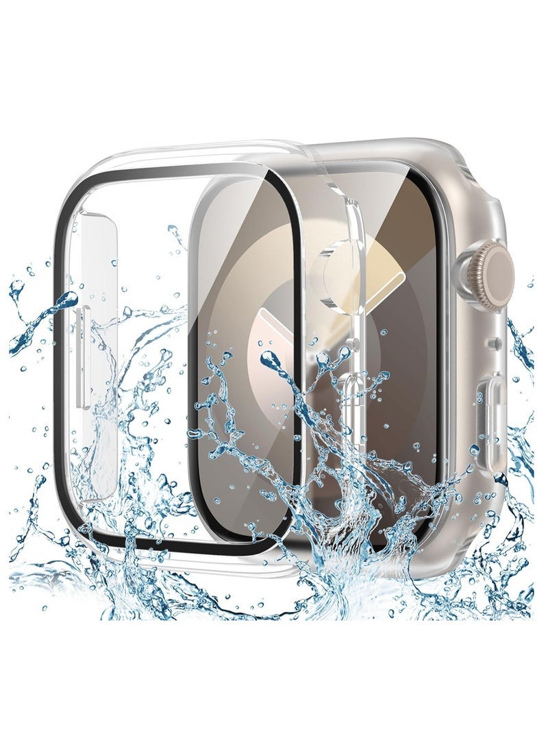 ELTRAZONE Waterproof Case for Apple Watch 45mm – Full Coverage Hard PC Bumper with Built-in Screen Protector – Compatible with Apple Watch Series 9, 8, 7 – Clear, Shockproof, Scratch-Resistant, Touchscreen-Friendly Protective Face Cover for iWatch - Image 1