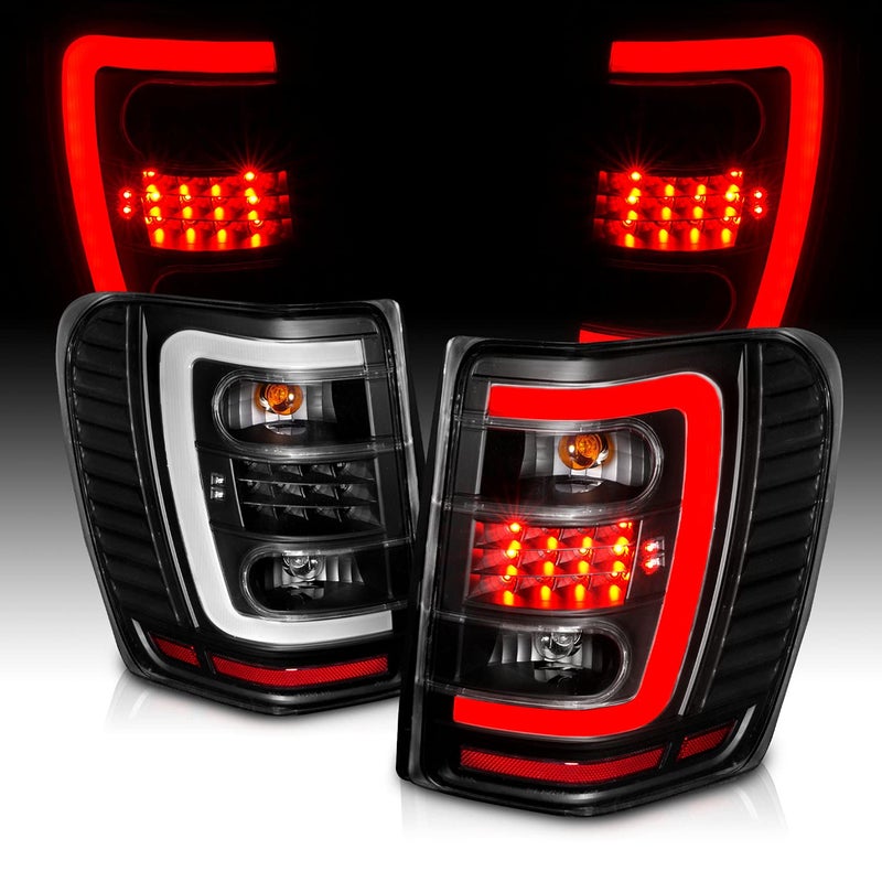 AmeriLite LED Tube Black Replacement Tail Lights Set for 1999-2004 Jeep Grand Cherokee