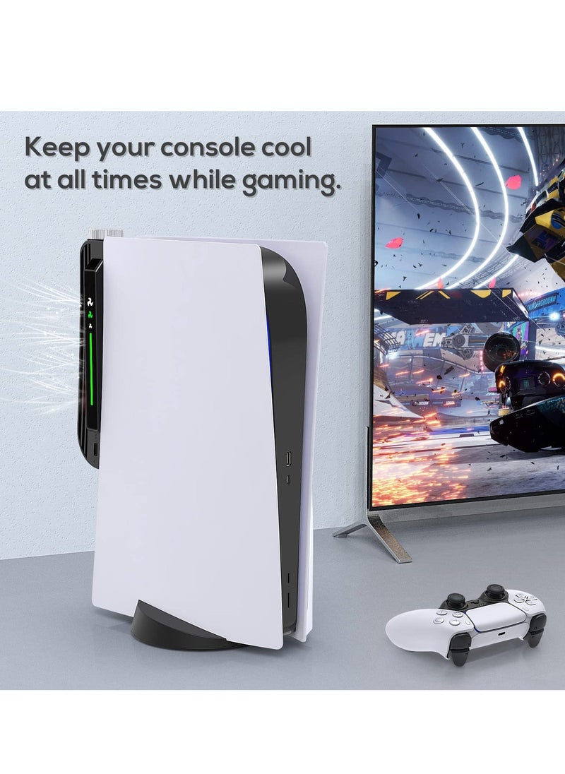 Y&D - Cooling Fan Accessories for PS5, Centrifugal Three-stop Wind Host Powerful Cooler with Extended USB Port System PS5 CD-ROM and Digital Version (Black) - Image 1