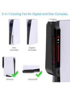Y&D Cooling Fan Accessories for PS5, Centrifugal Three-stop Wind Host Powerful Cooler with Extended USB Port System PS5 CD-ROM and Digital Version (Black)  - Image 3