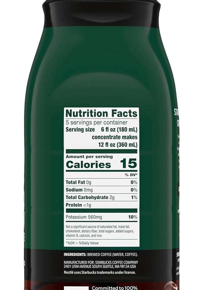 Starbucks Cold Brew Coffee Concentrate Signature Black 32 Fl Oz - 100% Arabica Multi-Serve - Image 2