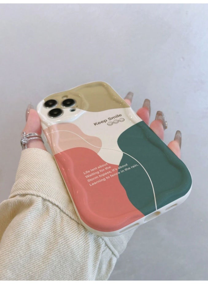 Protective case and cover for the iPhone 16 Pro Max, shock and scratch resistant, with  distinctive multi-colored back cover and the phrase "Keep Smile" in English. - Image 5