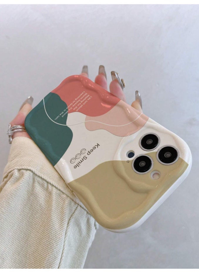 Protective case and cover for the iPhone 16 Pro Max, shock and scratch resistant, with  distinctive multi-colored back cover and the phrase "Keep Smile" in English. - Image 4