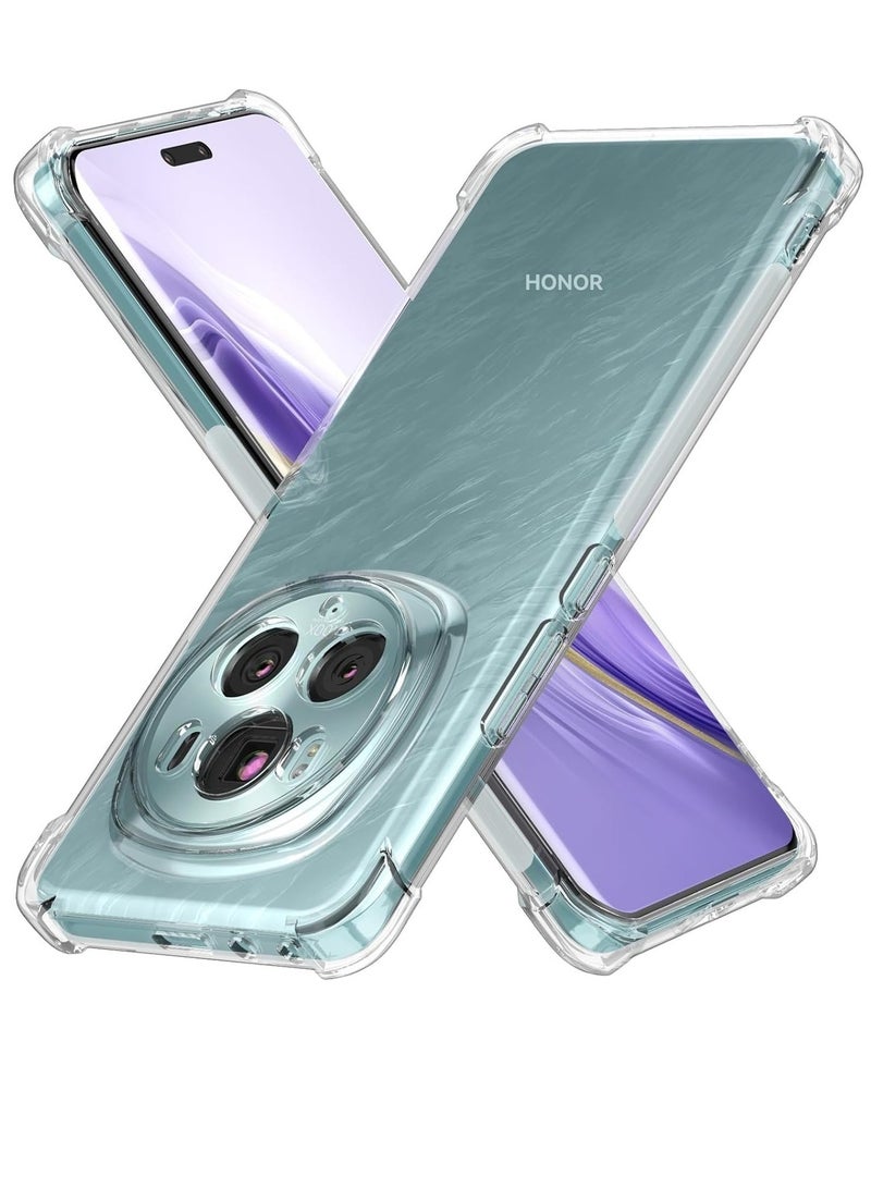 حافظة لهاتف Honor Magic 6 Pro 5G شفافة مصنوعة من مادة TPU بأربعة زوايا من الدرجة العسكرية، غطاء حماية ناعم وشفاف - Image 1