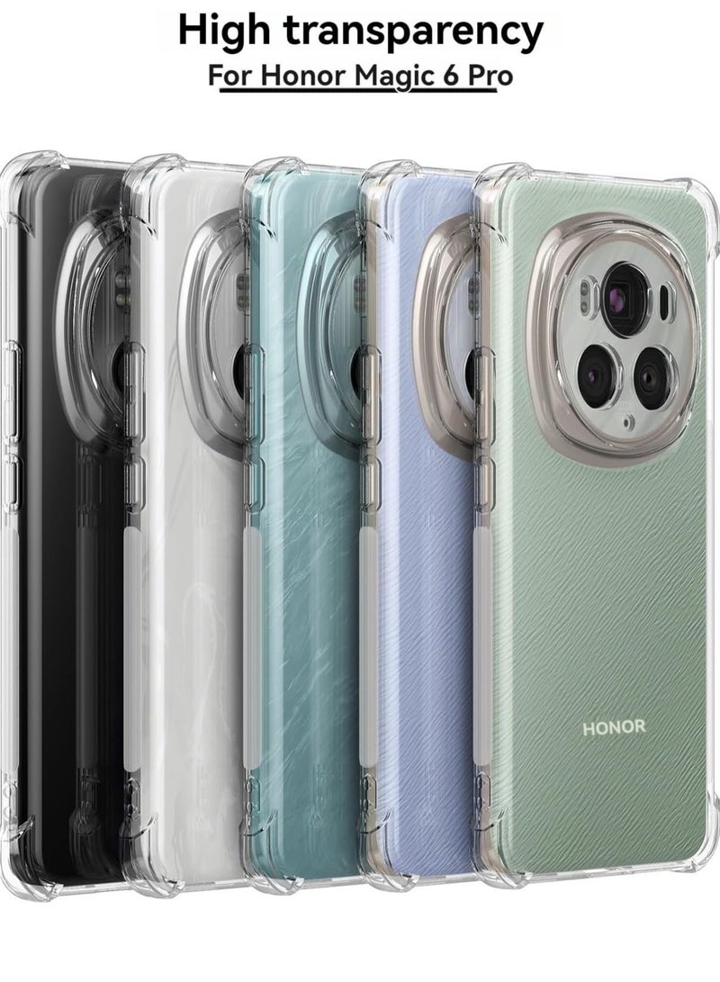 حافظة لهاتف Honor Magic 6 Pro 5G شفافة مصنوعة من مادة TPU بأربعة زوايا من الدرجة العسكرية، غطاء حماية ناعم وشفاف - Image 2
