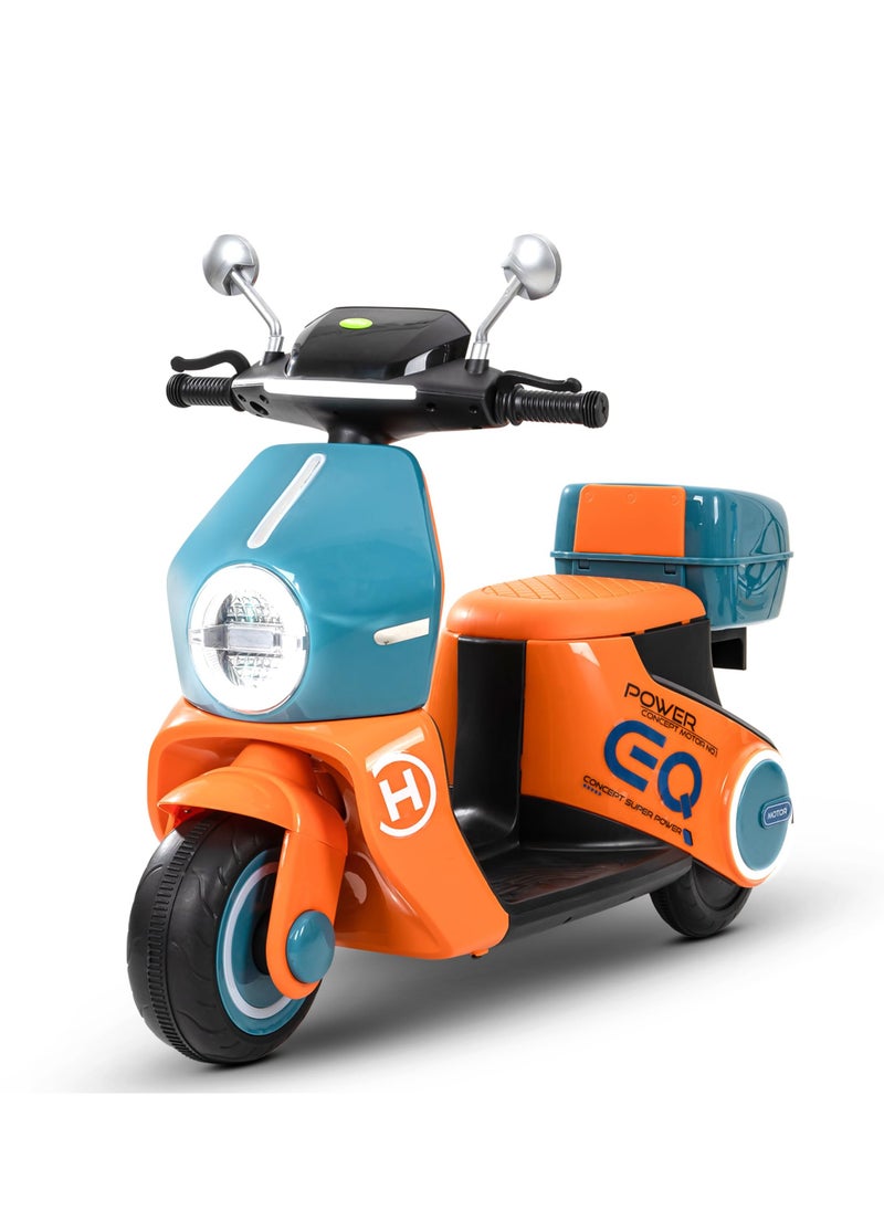 BAYBEE Daft Battery Operated Bike for Kids, Ride on Toys Kids Bike Scooty with Light & Music Baby Rechargeable Battery Bike Electric Bike for Kids to Drive 1 to 3 Years Boy Girl Orange  - Image 1
