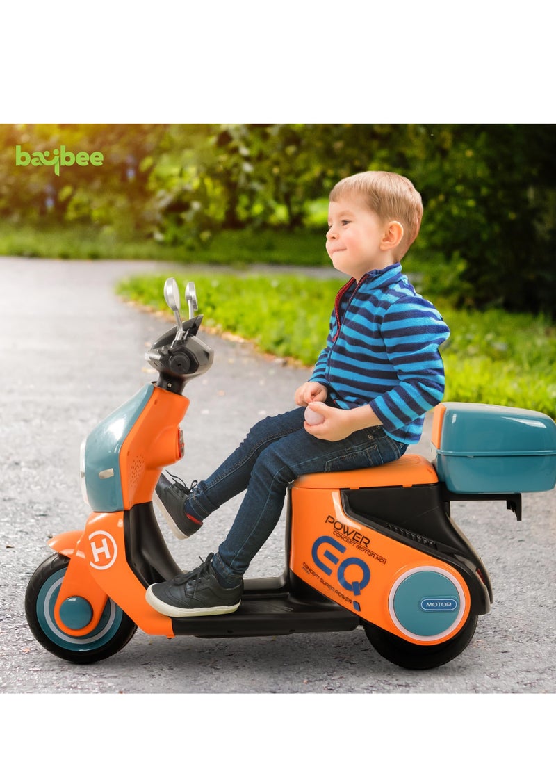 BAYBEE Daft Battery Operated Bike for Kids, Ride on Toys Kids Bike Scooty with Light & Music Baby Rechargeable Battery Bike Electric Bike for Kids to Drive 1 to 3 Years Boy Girl Orange  - Image 2
