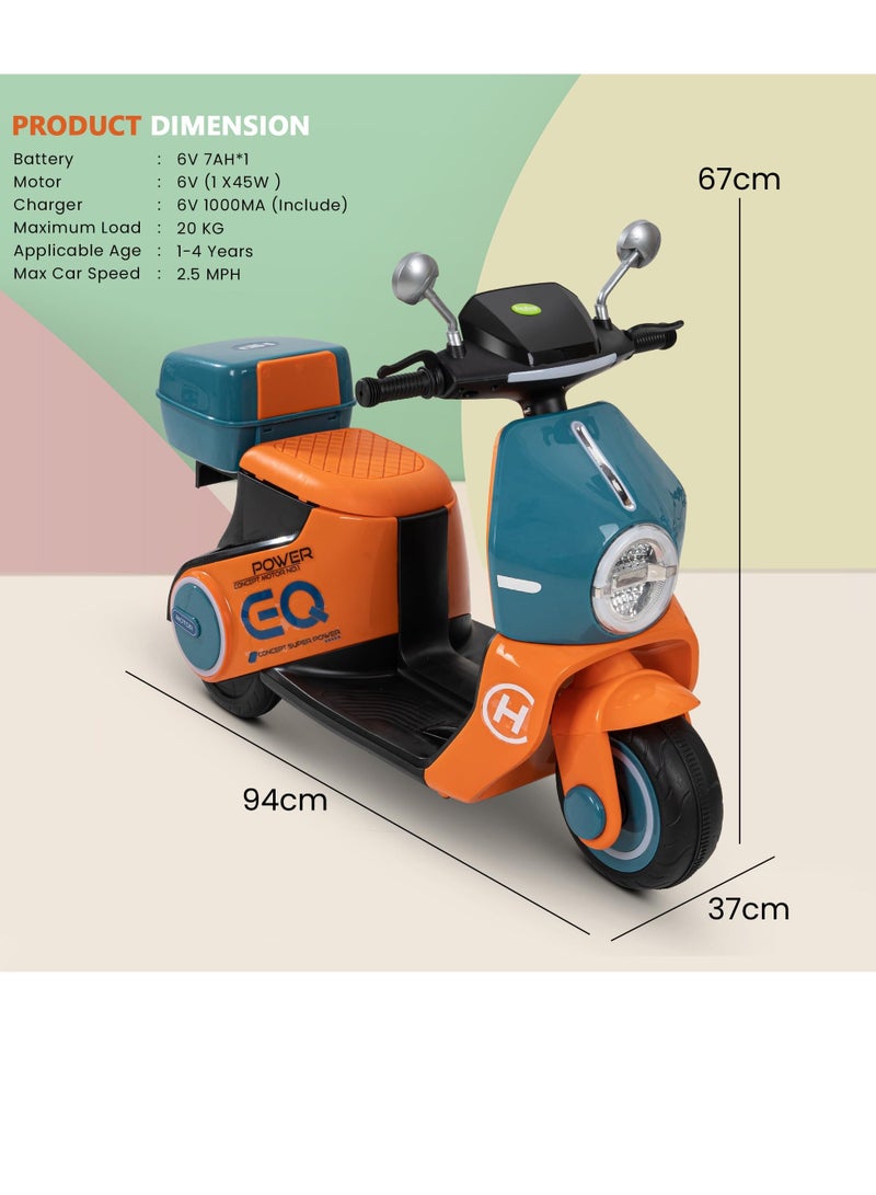 Daft Battery Operated Bike for Kids, Ride on Toys Kids Bike Scooty with Light & Music Baby Rechargeable Battery Bike Electric Bike for Kids to Drive 1 to 3 Years Boy Girl Orange