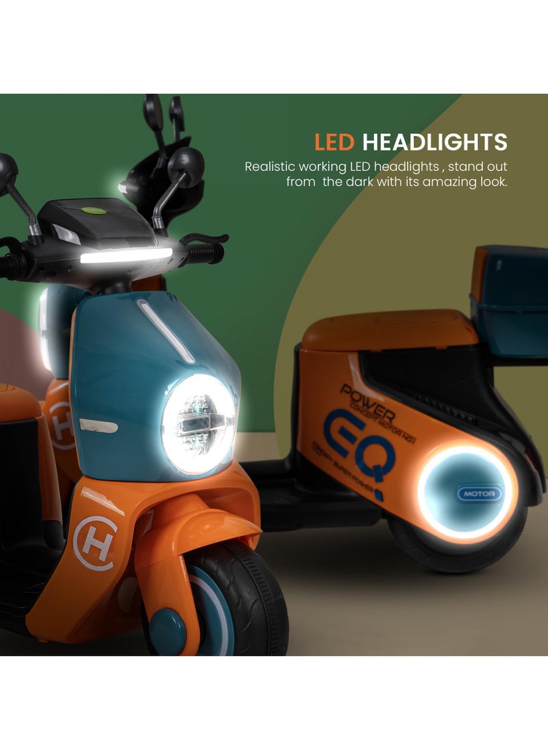BAYBEE Daft Battery Operated Bike for Kids, Ride on Toys Kids Bike Scooty with Light & Music Baby Rechargeable Battery Bike Electric Bike for Kids to Drive 1 to 3 Years Boy Girl Orange  - Image 4