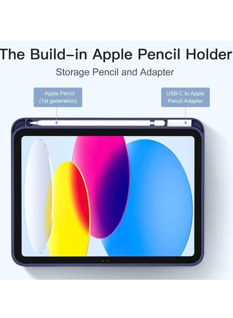 ELTRAZONE Slim & Durable Trifold Stand Case for iPad 10th Generation (10.9-Inch, 2022) – Lightweight Protective Cover with Pencil Holder, Auto Sleep/Wake, and Shockproof Soft TPU Back – Navy - Image 2