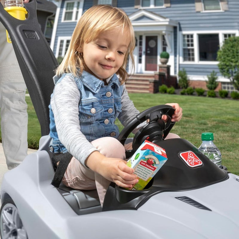Step2 Whisper Ride Cruiser Kids Push Car, Ride On Toy, Stroller Substitute, Includes Seat Belt & Horn, Made of Durable Plastic, Max Weight 50 lbs., For Toddlers 1.5-4 Years Old, Gray - Image 2
