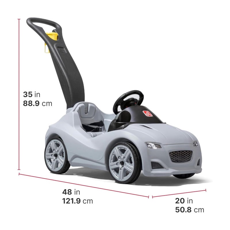 Step2 Whisper Ride Cruiser Kids Push Car, Ride On Toy, Stroller Substitute, Includes Seat Belt & Horn, Made of Durable Plastic, Max Weight 50 lbs., For Toddlers 1.5-4 Years Old, Gray - Image 3