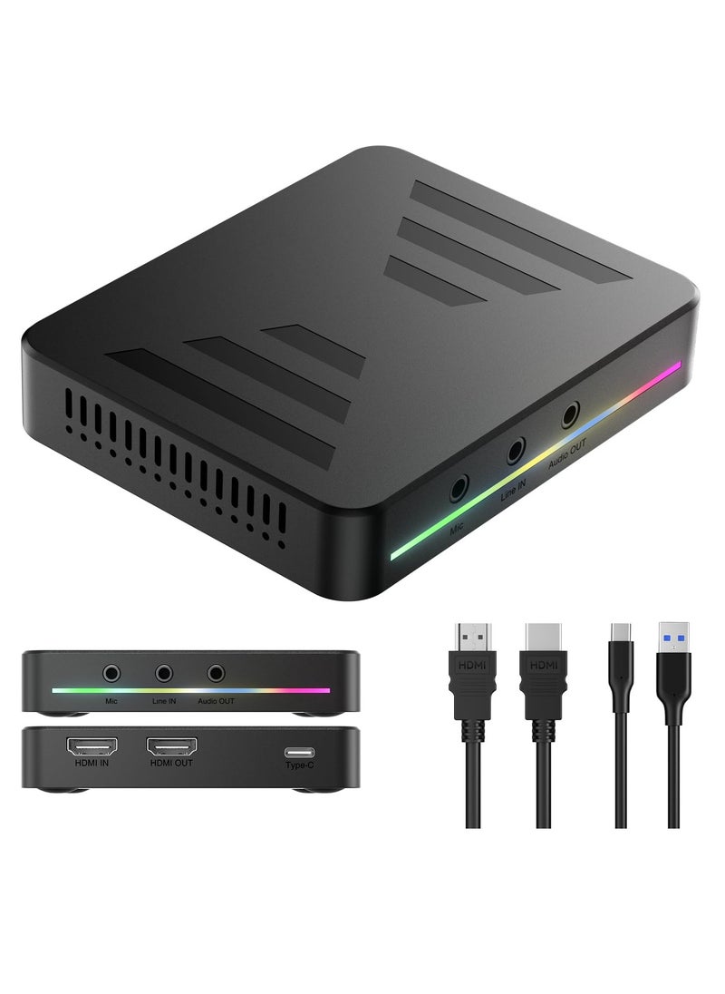 SYOSI - Capture Card 4K@60Hz 1080p@240Hz 4K@30Hz 1080p@120Hz Pass Through Capture Card for Streaming and Gaming USB3.0 Video Capture Card for Xbox x s One, PS5 4 Switch Windows Mac HDR 10 and VRR Support - Image 1