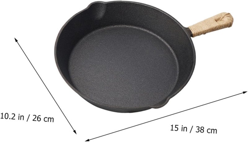 Cast Iron Skillet Nonstick Frying Pan 26cm Sturdy Outdoor Camping Cookware High Heat Resistant Portable Pan for Steak and Stir Fry - Image 2