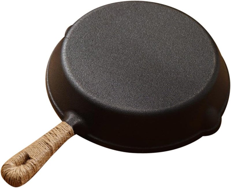 Cast Iron Skillet Nonstick Frying Pan 26cm Sturdy Outdoor Camping Cookware High Heat Resistant Portable Pan for Steak and Stir Fry - Image 1