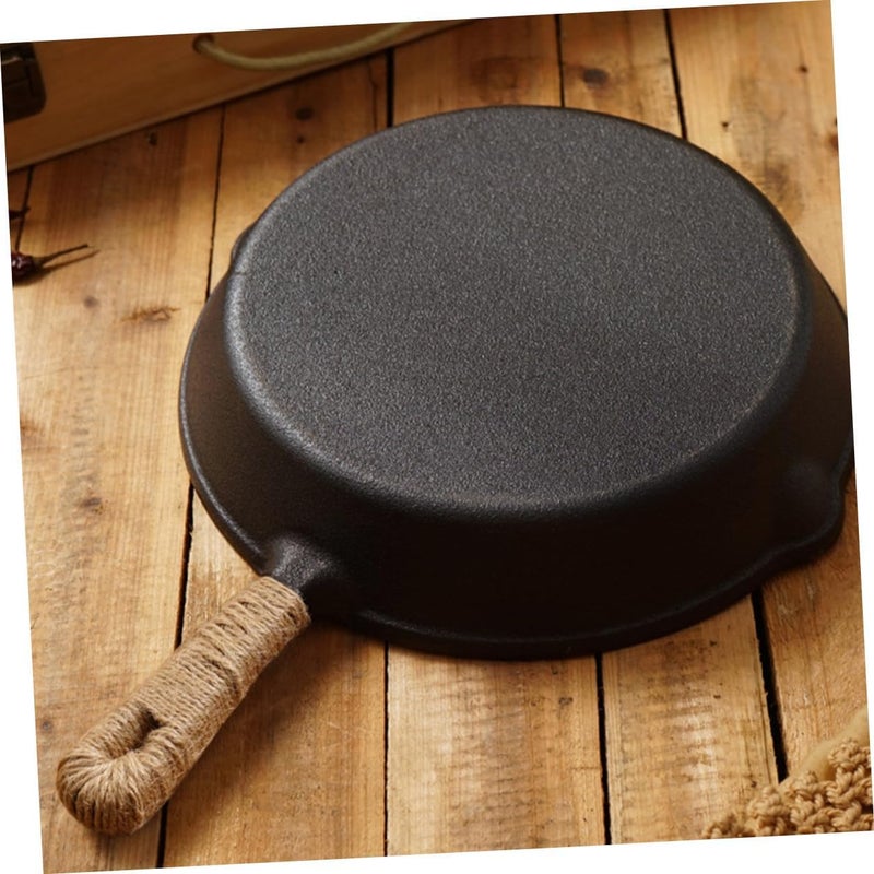 Cast Iron Skillet Nonstick Frying Pan 26cm Sturdy Outdoor Camping Cookware High Heat Resistant Portable Pan for Steak and Stir Fry - Image 5