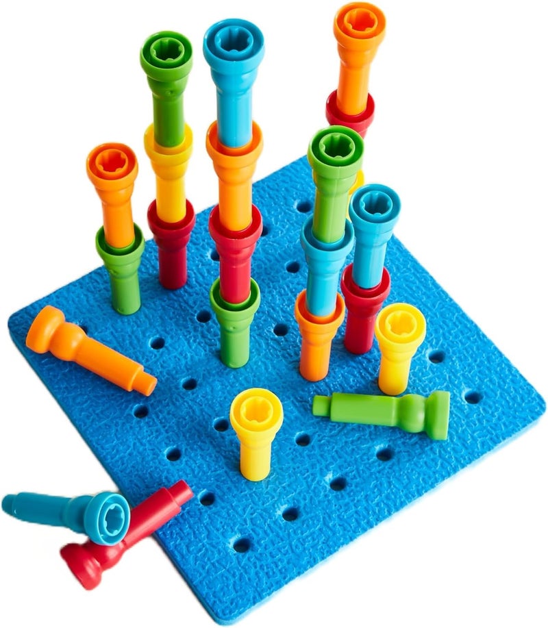 DEROVAN Educational Peg‑Board Building Toy for Kids 3+ – 100‑Peg Construction Game with Shape‑Sorting & Fine Motor Skill Activities - Image 1