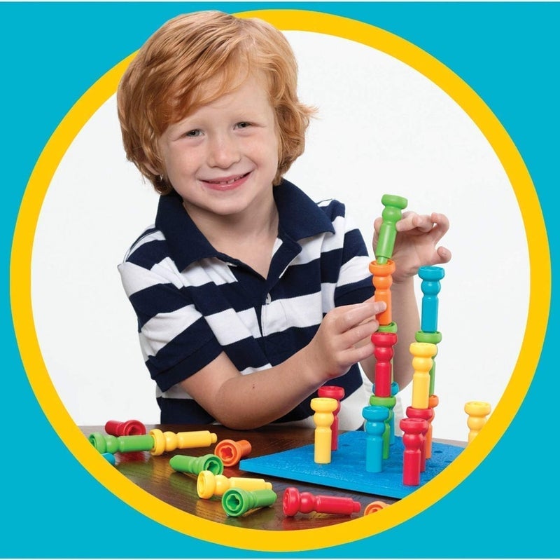 DEROVAN Educational Peg‑Board Building Toy for Kids 3+ – 100‑Peg Construction Game with Shape‑Sorting & Fine Motor Skill Activities - Image 2