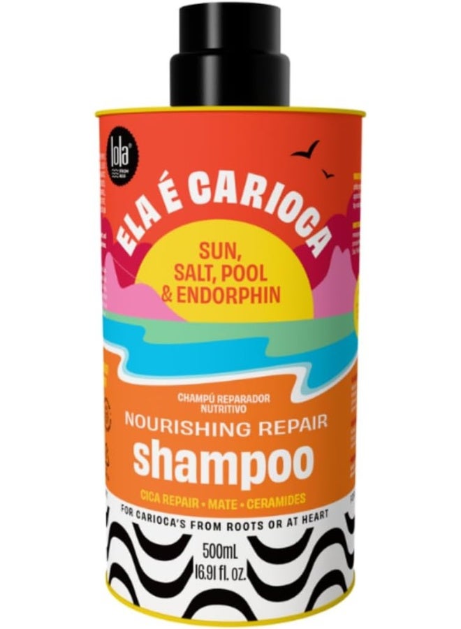 Lola from Rio شامبو إيلا إي كاريواكا المغذي لإصلاح الشعر مع شاي الماتيه وماء جوز الهند - ينظف ويرطب بلطف، يقوي ويصلح الشعر التالف (250 مل) - Image 1