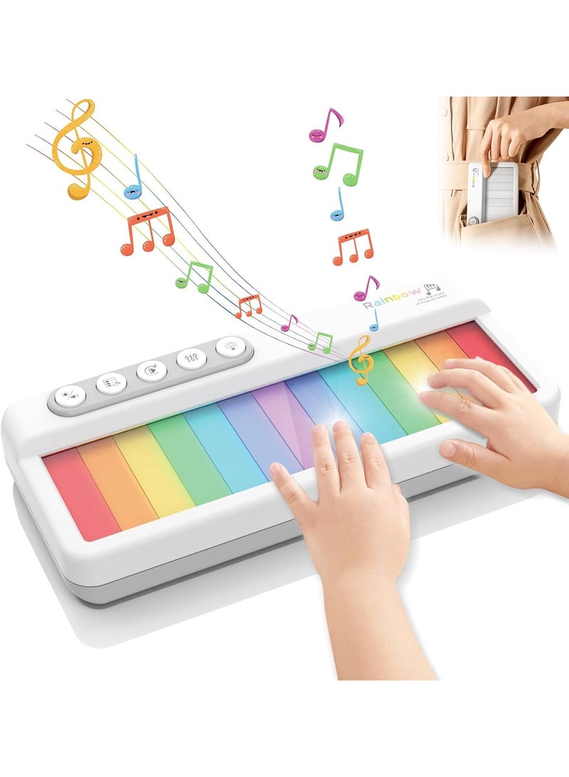 CMGTYYD Rainbow Early Learning Electronic Piano Keyboard for Kids Age 2+, Touch Screen Keys with Multicolor Backlit, 5 Instrument Sounds and 13 Demo Songs, Pocket Size Portable Music Toy for Toddlers - Image 1