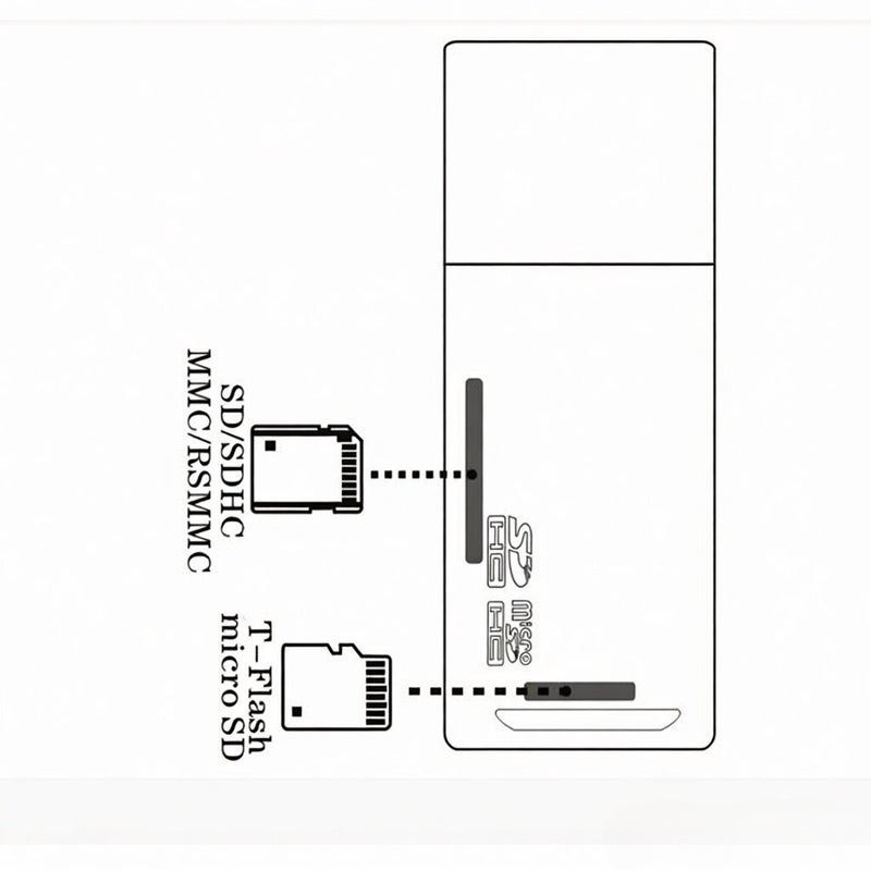 Two-in-One Card Reader USB2.0 - Dual TF SD Slot Support Compact 55*21*9 Mm Black for Camera Phone Computer Data Transfer - Image 3