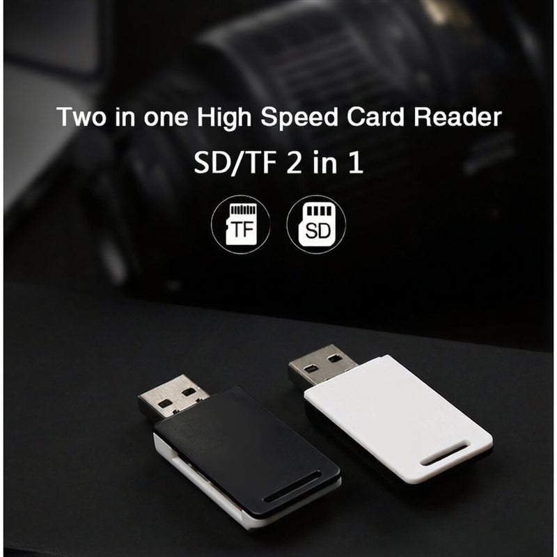 Two-in-One Card Reader USB2.0 - Dual TF SD Slot Support Compact 55*21*9 Mm Black for Camera Phone Computer Data Transfer - Image 4