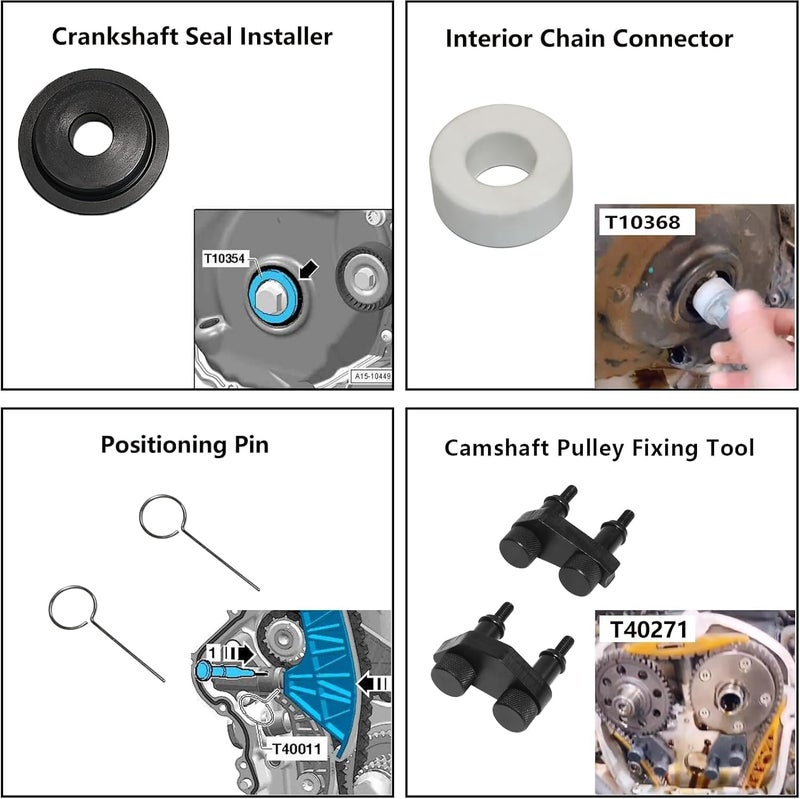 DPTOOL 2006-2018 EA888 1.8 2.0 TSi TFSi Camshaft Crankshaft Engine Timing Tool Replace for Volkswagen Compatible with Audi VW T10352 T10355 T40271 T10368 T40267 T40266 T40267 T10060A T40011 - Image 5