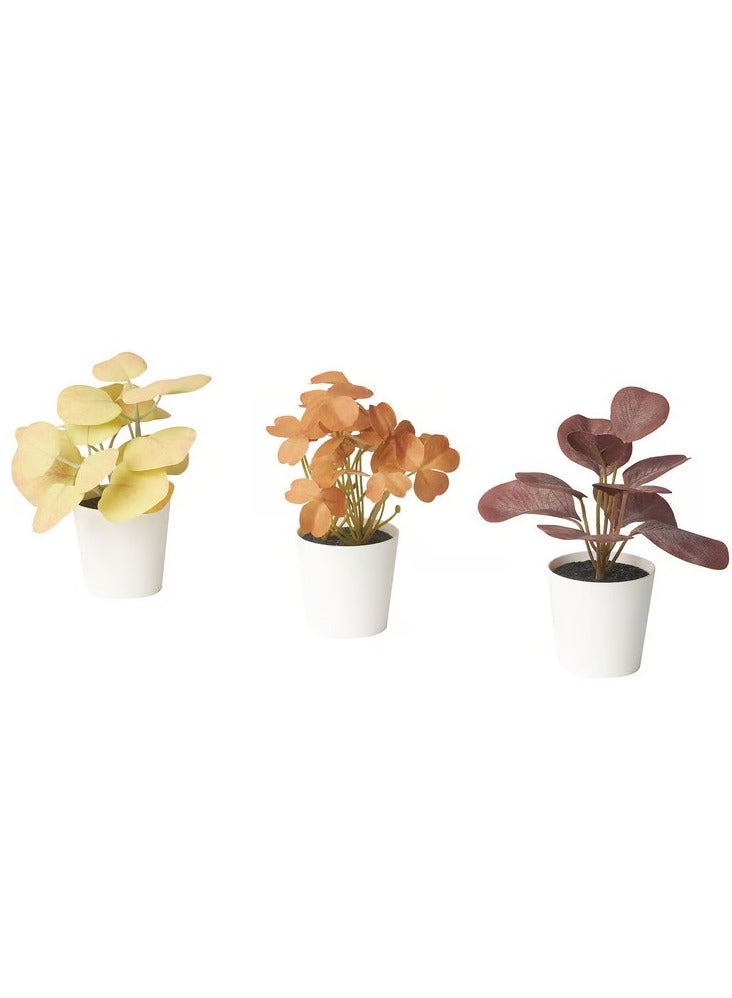 آيكيا فراكتا نباتات صناعية مع آنية، طقم من 3 قطع, داخلي/خارجي اوراق, 14×6 سم - Image 1