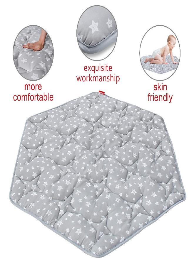 Moonsea Hexagon Baby Playmat Fits Regalo Portable Play Yard 48 Inch and hiccapop 53" PlayPod Playpen, 6 Panel Playpen Mattress Non Slip Kids Tent Mat Hexagon Pad Mat  - Image 2