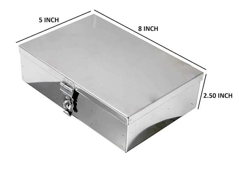 GinoSet Stainless Steel Storage BoxesCash PetiPooja PetiOrganizerVanity BoxSafe Locker Box Set of 2 pieces 8 and 9 Storage Box Steel - Image 5