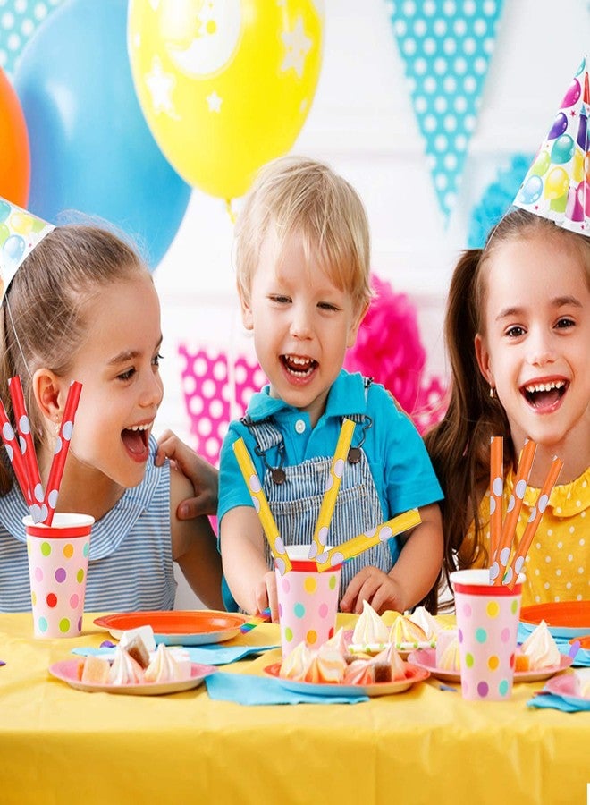 Shuiniba شوينبا قشور ورقية قابلة للتحلل، قشور شرب ورقية للحفلات، الفعاليات والحرف، زينة حفلات الأطفال 7.75 بوصة، مخطط وردي وأبيض - 100 عبوة - Image 5