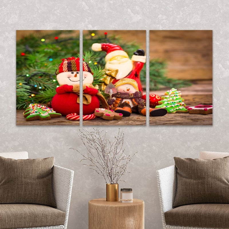 ماركتنا ثلاث لوحات قماشية فخمة بتصميم مودرن مع برواز مجوف مقاس (150×70) ثلاث قطع - Image 1