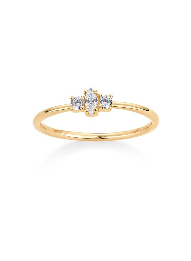 PAVOI 18K Yellow Plated Marquise Mini Cubic Zirconia Stackable Ring for Women | Stacking Thin Band for Women | Size 7 - Image 3
