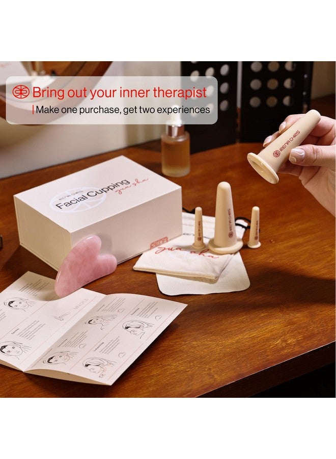 Rena Chris Facial Cupping Set & Gua Sha Facial Tool Silicone Cupping Set & Rose Quartz Gua Sha Stone Face Cupping Therapy Set For Natural Antiaging Cellulite Puffiness Lip Plumping Skin Care - Image 3
