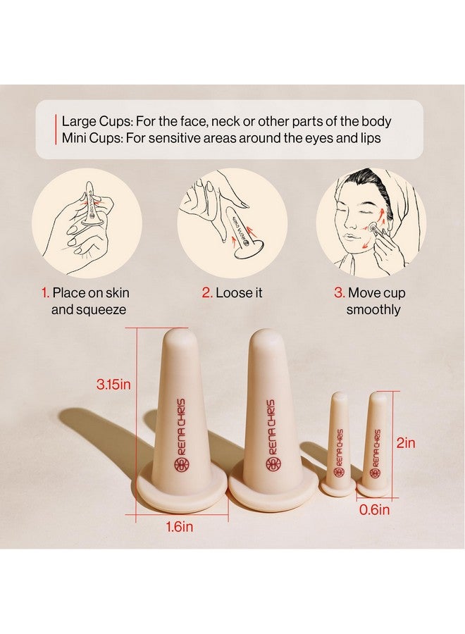 Rena Chris Facial Cupping Set & Gua Sha Facial Tool Silicone Cupping Set & Rose Quartz Gua Sha Stone Face Cupping Therapy Set For Natural Antiaging Cellulite Puffiness Lip Plumping Skin Care - Image 4