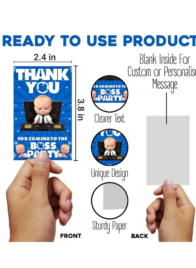 بطاقات هدايا من Boss Baby شكرًا لك على حضورك لعيد الميلاد، وبطاقات Boss Baby Thanks You لعيد الميلاد، وحفلات الزفاف، وحفلات استقبال المولود الجديد، والتخرج، وهدايا عيد الشكر (عبوة من 50 قطعة) - Image 4