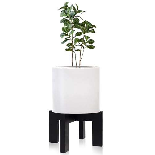 hismocal Wood Plant Stand IndoorOutdoor for Plants Large Size Planter Stand HolderSturdy and Stable Flower Pot StandFits Most Size Flower Pots In Room 1 PackBlack - Image 1
