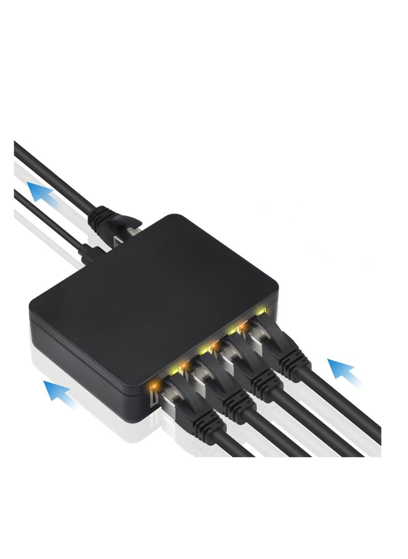 XICEN - RJ45 Ethernet Splitter 1000mbps, Ethernet Splitter High Speed, Gigabit RJ45 Network Splitter Adapter with USB Power Cable for Cat5, Cat6, Cat7 [4 Devices Simultaneous Networking], RJ45 1 to 4 - Image 1