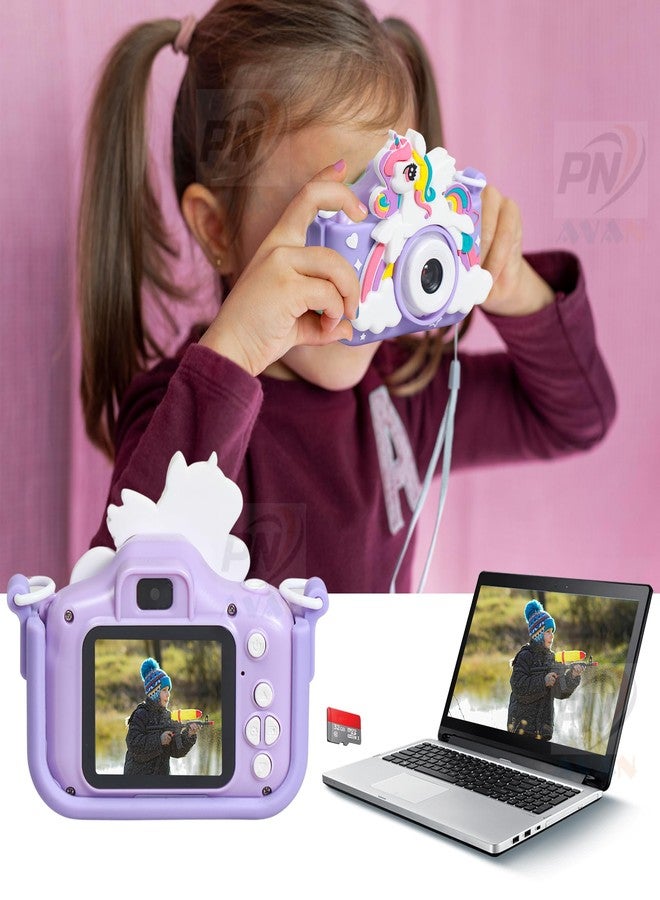 PN AVAN Kids Camera for Girls Boys, Purple Unicorn Kids Selfie Camera Toy 13MP 1080P HD Digital Video Camera for Toddler, Christmas Birthday Gifts for 4+ to 15 Years Old Children - Image 2