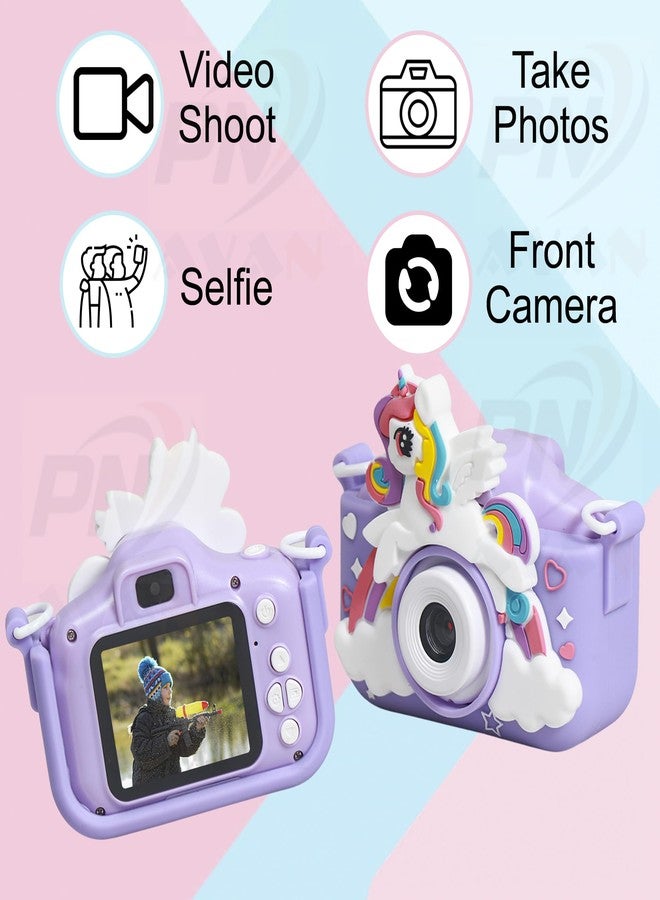 PN AVAN Kids Camera for Girls Boys, Purple Unicorn Kids Selfie Camera Toy 13MP 1080P HD Digital Video Camera for Toddler, Christmas Birthday Gifts for 4+ to 15 Years Old Children - Image 3
