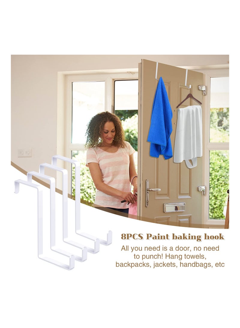 8 Pack Over Door Hooks, Metal Over The Door Hook Z-Shaped Wreath Hanger Hangers White Coat Towel Hooks Fit 4cm and 5cm Door Widths (Hold Up 15kg) - Image 5