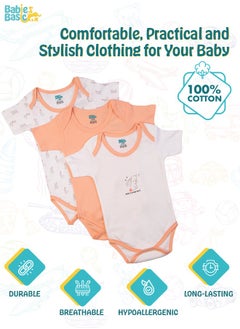 Babies Basic Printed Romper/Bodysuit For Babies - Pack Of 3, Multi Color  - Image 2