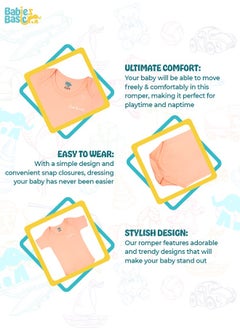 Babies Basic Printed Romper/Bodysuit For Babies - Pack Of 3, Multi Color  - Image 3